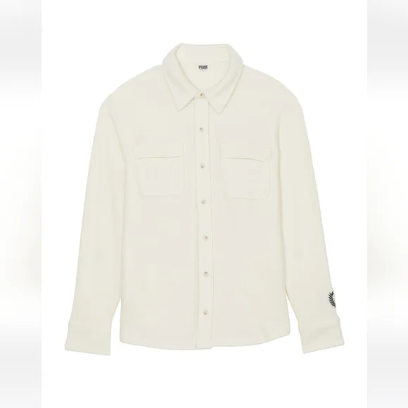 NWT! VICTORIA'S SECRET CREAMER REVERSE FLEECE SHACKET (XS - Picture 3 of 10